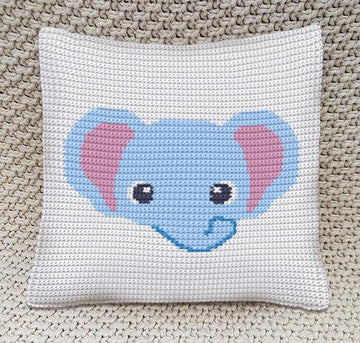 Good Night Elephant Cushion Cover Crochet Pattern – Written Row by Row + Chart