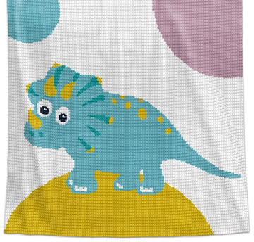 Trico Dinosaur Crochet Baby Blanket Pattern – Written Row by Row + Chart