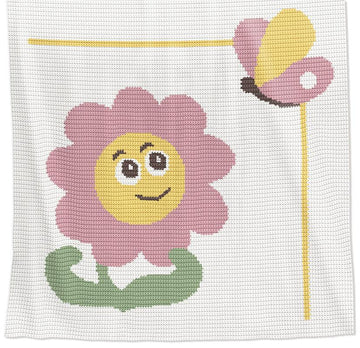 Pink Daisy Crochet Baby Blanket Pattern – Written Row by Row + Chart