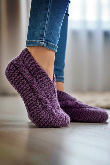 Easy to Knit Bow Slippers