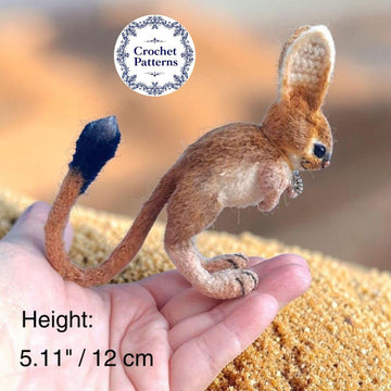 Realistic Crochet Сollectible Jerboa Amigurumi Pattern, Wild Animal Kangaroo Mouse, 1 6 Scale Roombox, Lifelike Animal Toy, Desert Creature