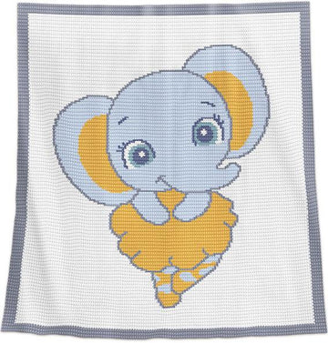Ballerina Elephant Crochet Baby Blanket Pattern – Written Row by Row + Chart