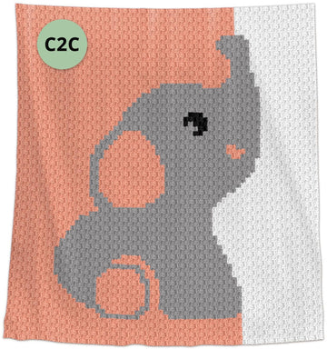 Peach Elephant C2C Crochet Baby Blanket Pattern – Written Row by Row + Graph