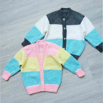 Childs Pastel Striped Raglan Cardigans Premature - 8 yrs DK BB060