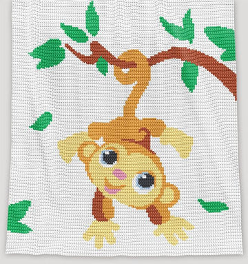 Monkey Crochet Baby Blanket Pattern – Written Row by Row + Chart