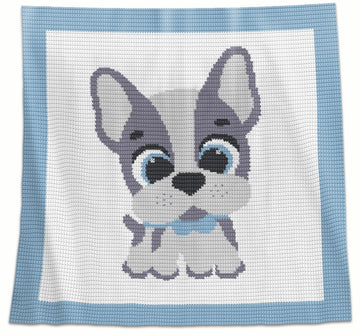 French Bulldog Crochet Baby Blanket Pattern – Written Row by Row + Chart