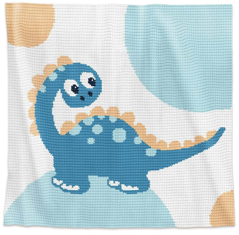 Rico Dinosaur Crochet Baby Blanket Pattern – Written Row by Row + Chart