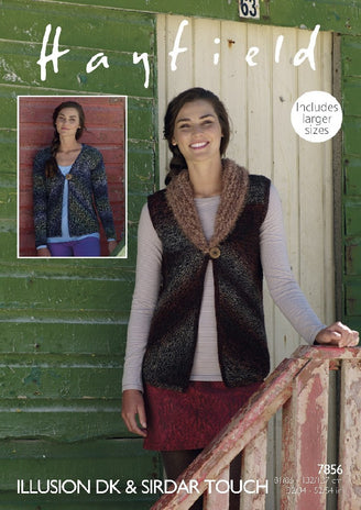 Waistcoat and Cardigan in Hayfield Illusion & Sirdar Touch - 7856 - Leaflet
