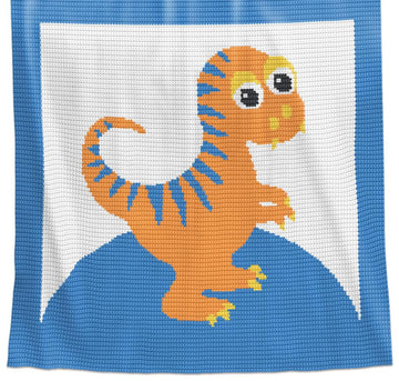 Rexy Dinosaur Crochet Baby Blanket Pattern – Written Row by Row + Chart
