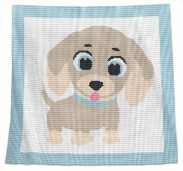Dachshund Puppy Crochet Baby Blanket Pattern – Written Row by Row + Chart