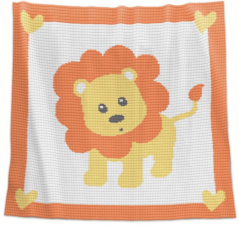 Baby Lion Crochet Baby Blanket Pattern – Written Row by Row + Chart