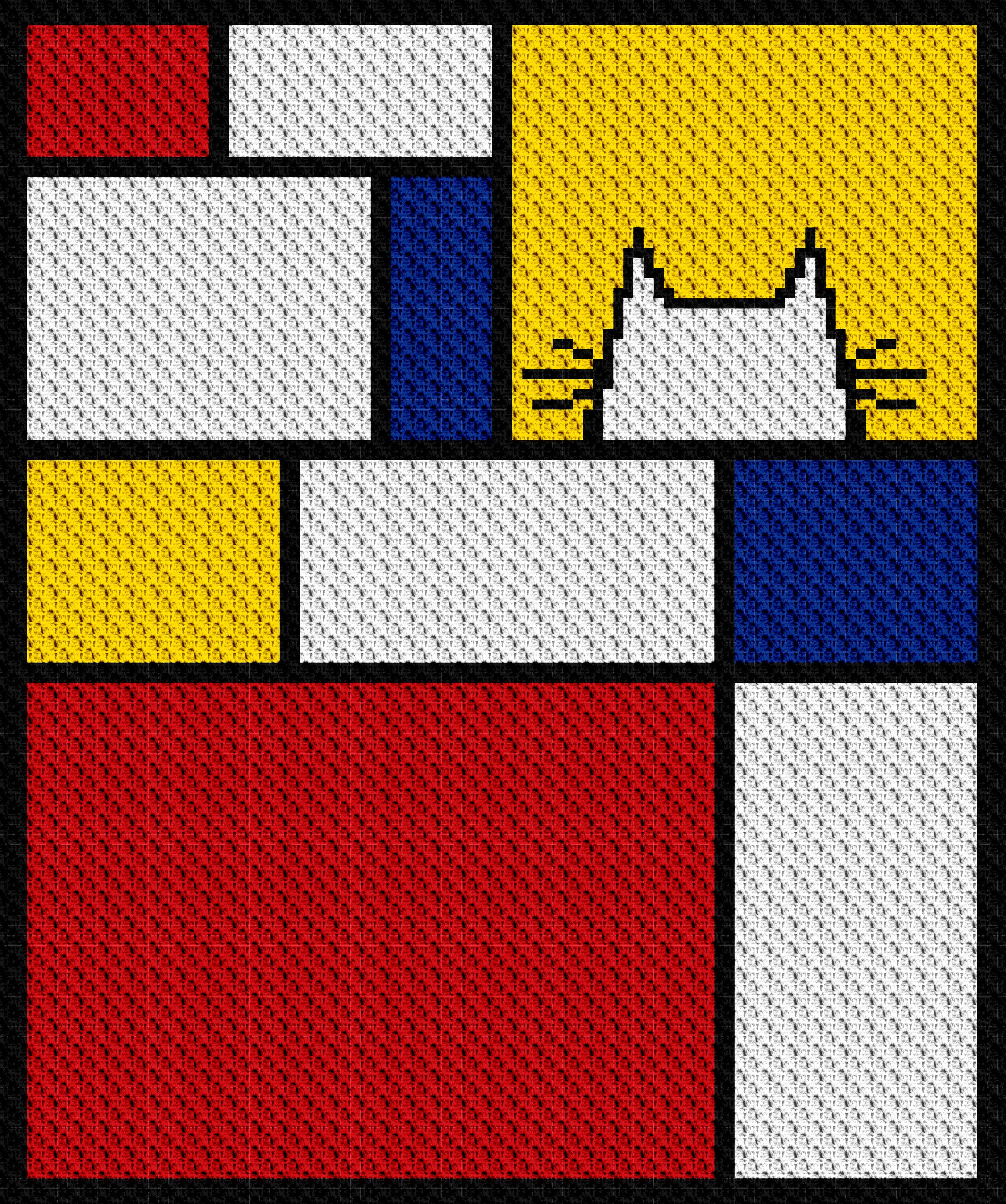 Mondrian Cat Blanket C2C Crochet Pattern