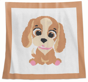 Puppy Spaniel Crochet Baby Blanket Pattern – Written Row by Row + Chart