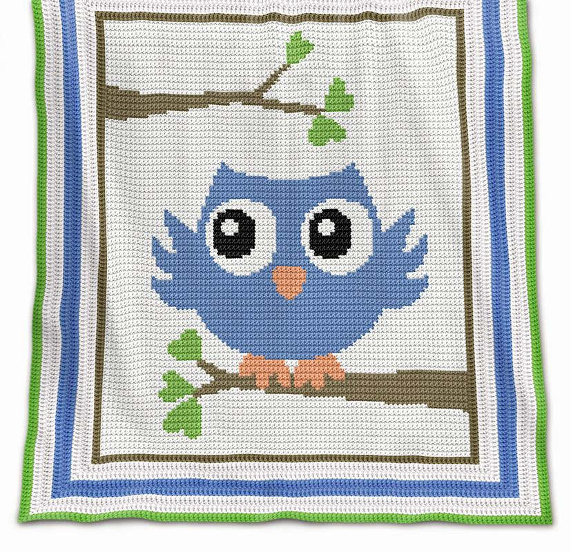Blue Owl Crochet Baby Blanket Pattern – Written Row by Row + Chart
