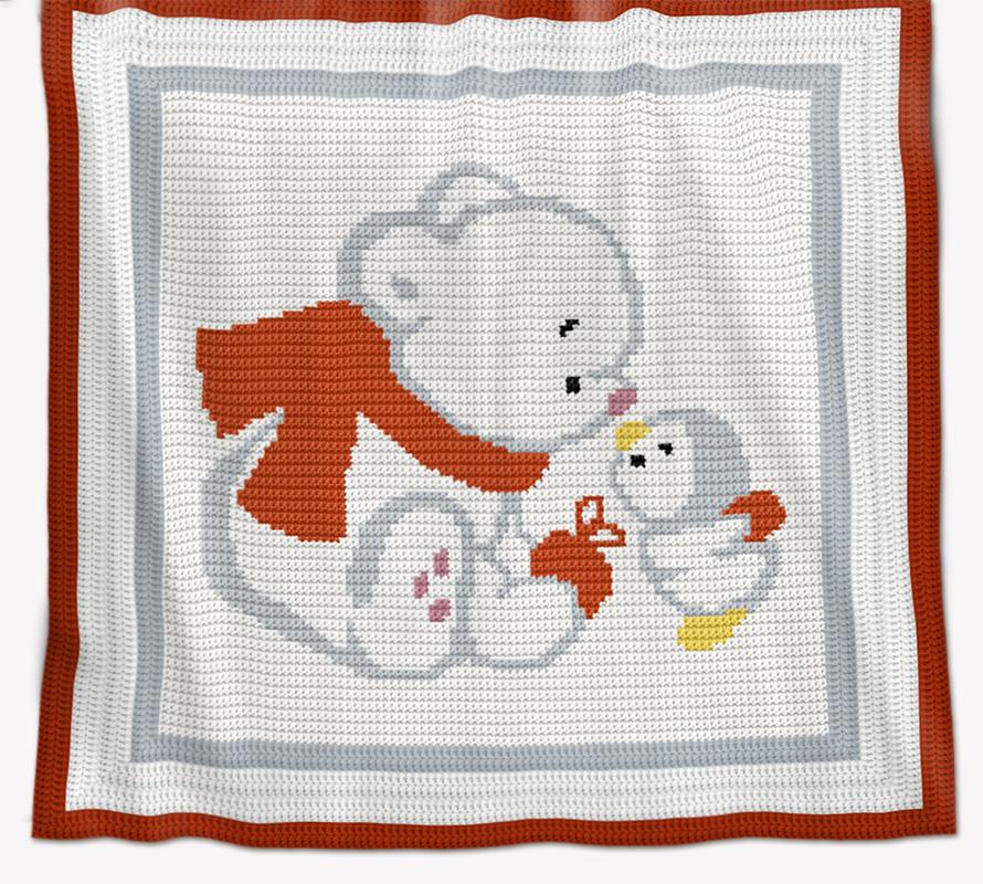 Bear and Penguin Crochet Baby Blanket Pattern – Written Row by Row + Chart