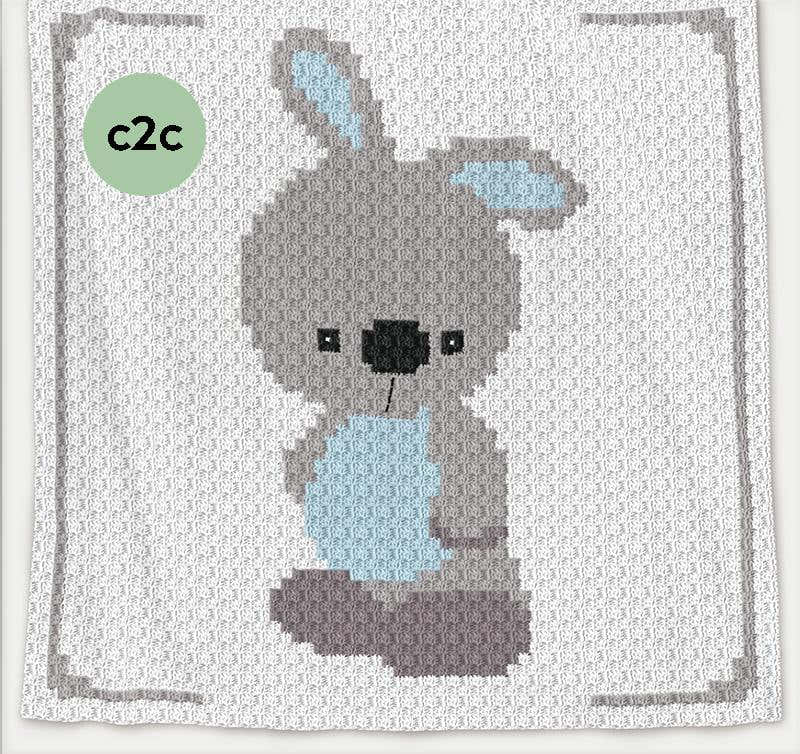 Baby Bunny C2C Crochet Baby Blanket Pattern – Written Row by Row + Graph