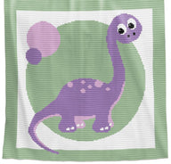 Lola Dinosaur Crochet Baby Blanket Pattern – Written Row by Row + Chart