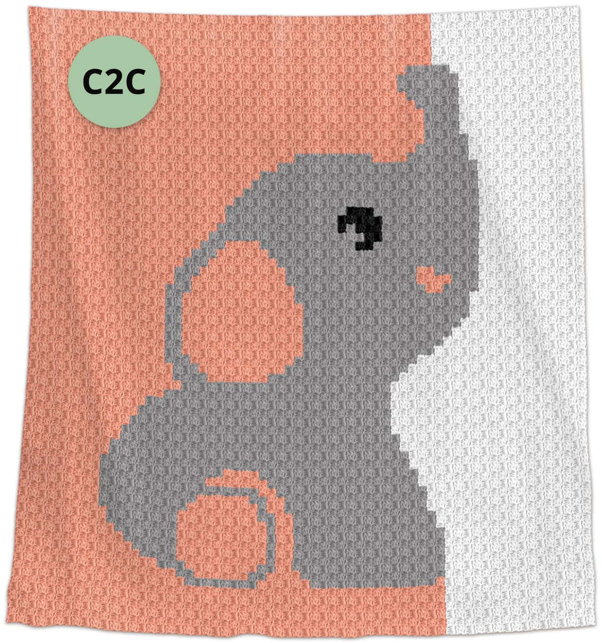 Peach Elephant C2C Crochet Baby Blanket Pattern – Written Row by Row + Graph