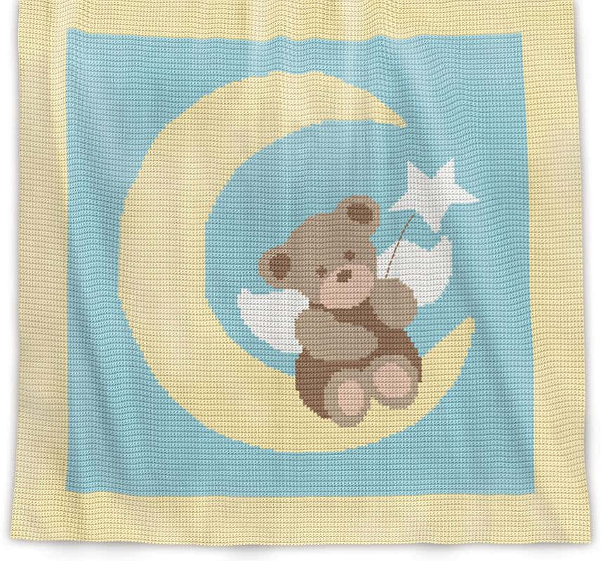 Angel Bear Crochet Baby Blanket Pattern – Written Row by Row + Chart