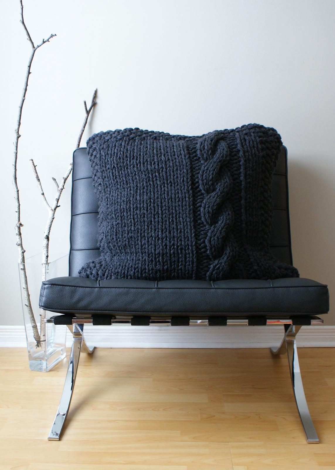 Chunky Cable Knit Pillow Cover Approximately 27" x 27"