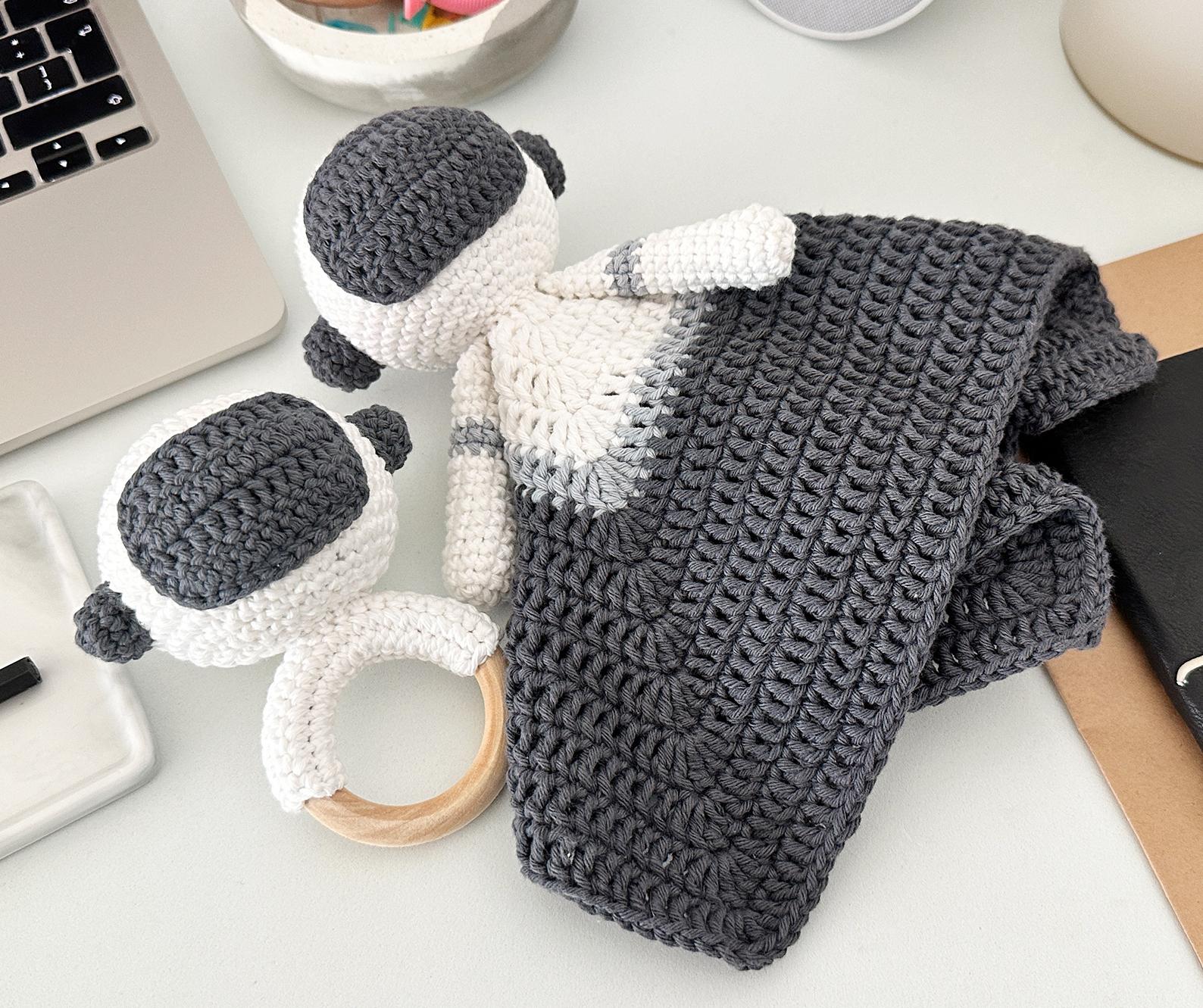 Astronaut Baby Lovey Blanket & Rattle Crochet Pattern PDF – Cute Stuffed Toy Tutorial