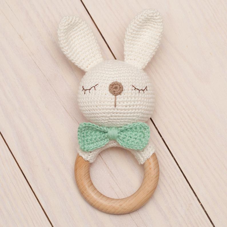 Bunny rattle amigurumi teether
